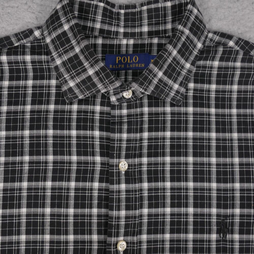 Ralph Lauren Shirt Mens XL Black Plaid Button Up Long Sleeve